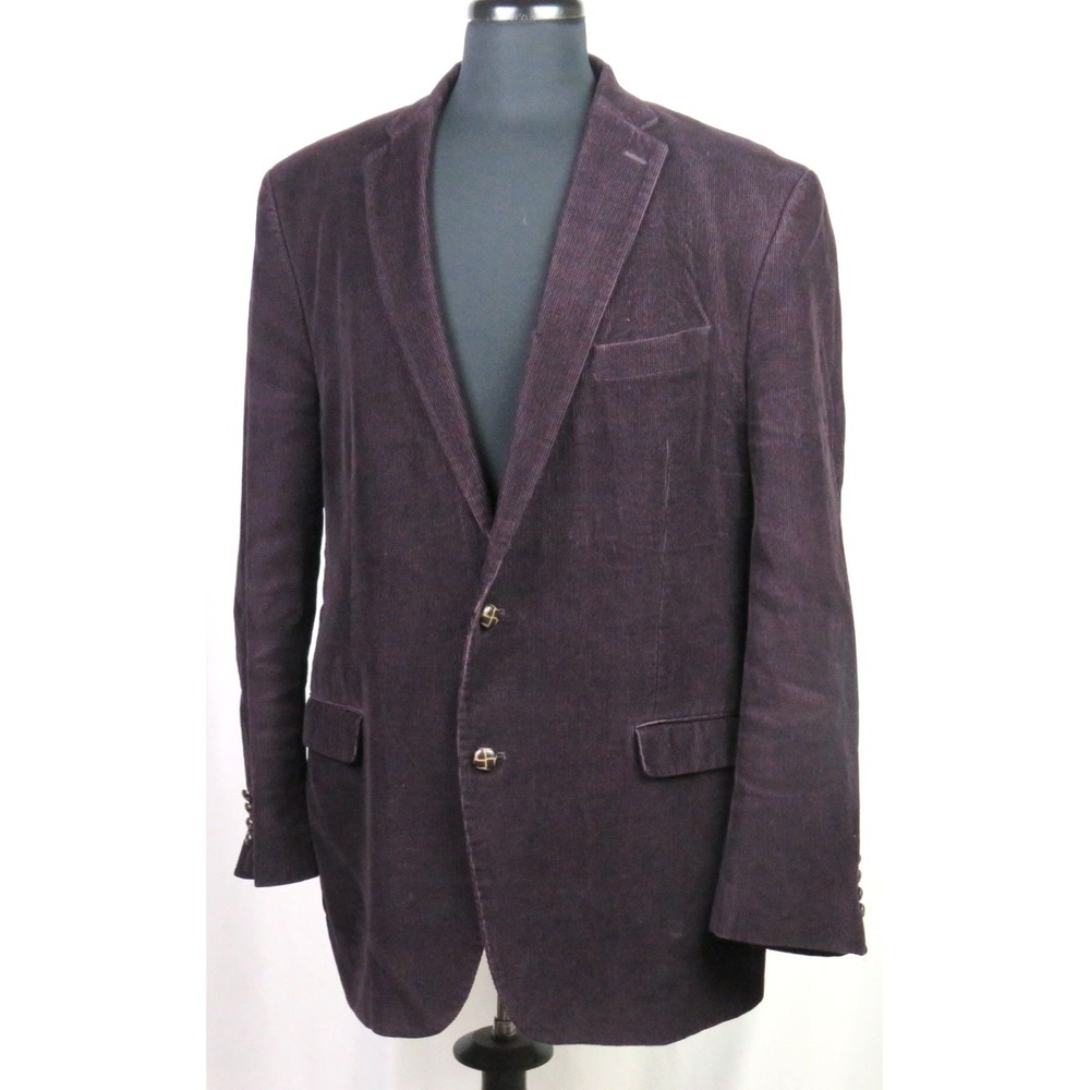 Lauren Ralph Lauren 100%‎ Cotton Dark Purple 2 Button Corduroy Blazer 46 Long